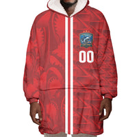 Cabo Verde Kopa di Mundu Custom Wearable Blanket Hoodie Atlantic Waves Red Edition