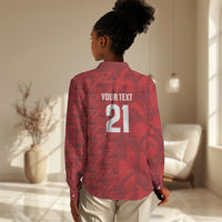 Cabo Verde Kopa di Mundu Custom Women Casual Shirt Atlantic Waves Red Edition