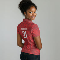 Cabo Verde Kopa di Mundu Custom Women Polo Shirt Atlantic Waves Red Edition