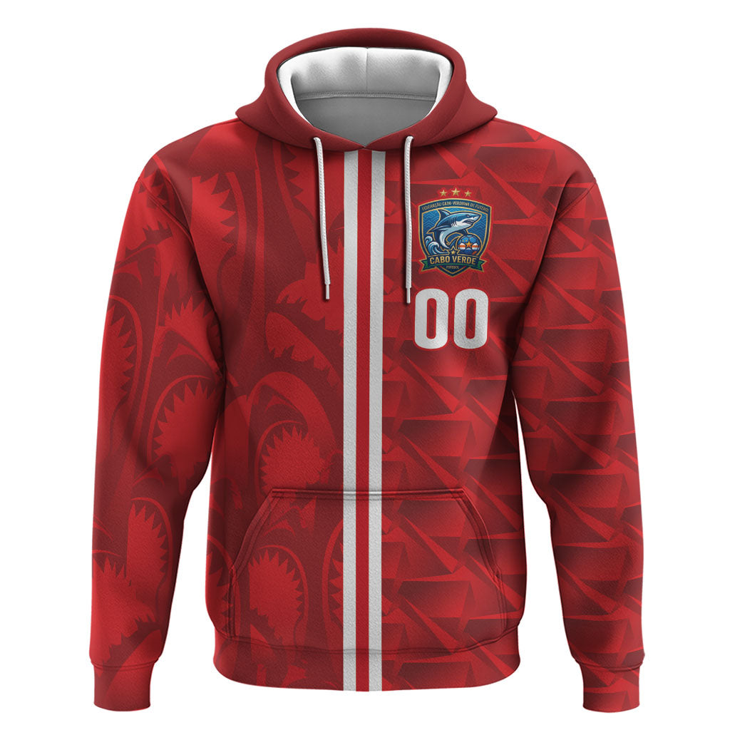 Cabo Verde Kopa di Mundu Custom Zip Hoodie Atlantic Waves Red Edition