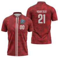 Cabo Verde Kopa di Mundu Custom Zipper Polo Shirt Atlantic Waves Red Edition