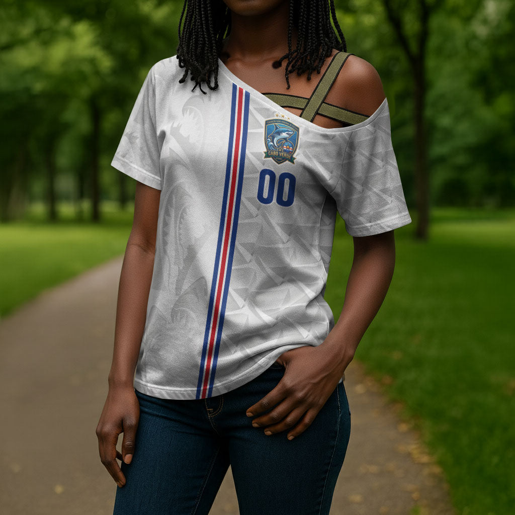 Cabo Verde Kopa di Mundu Custom Cross Shoulder Shirt Atlantic Waves White Edition