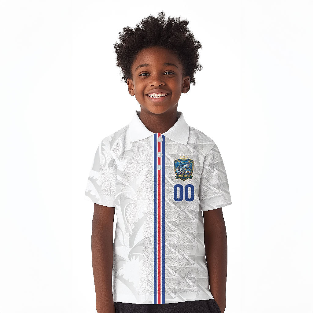 Cabo Verde Kopa di Mundu Custom Kid Polo Shirt Atlantic Waves White Edition