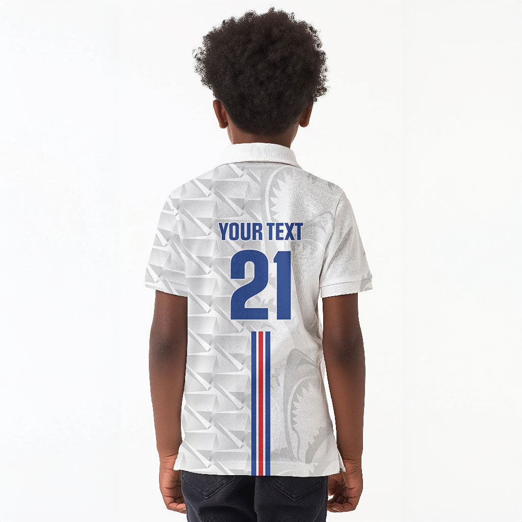Cabo Verde Kopa di Mundu Custom Kid Polo Shirt Atlantic Waves White Edition