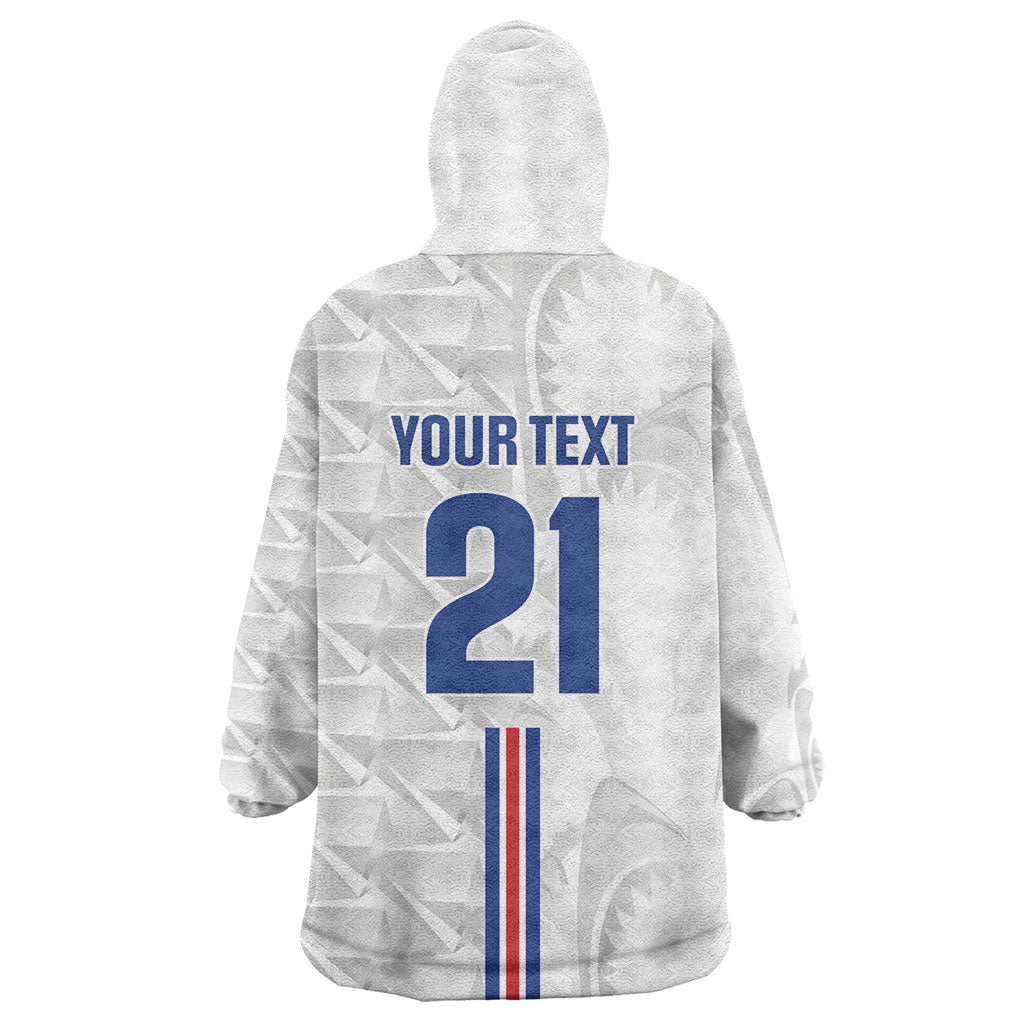 Cabo Verde Kopa di Mundu Custom Kid Wearable Blanket Hoodie Atlantic Waves White Edition