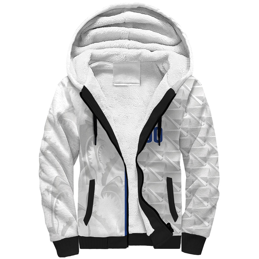 Cabo Verde Kopa di Mundu Custom Sherpa Hoodie Atlantic Waves White Edition