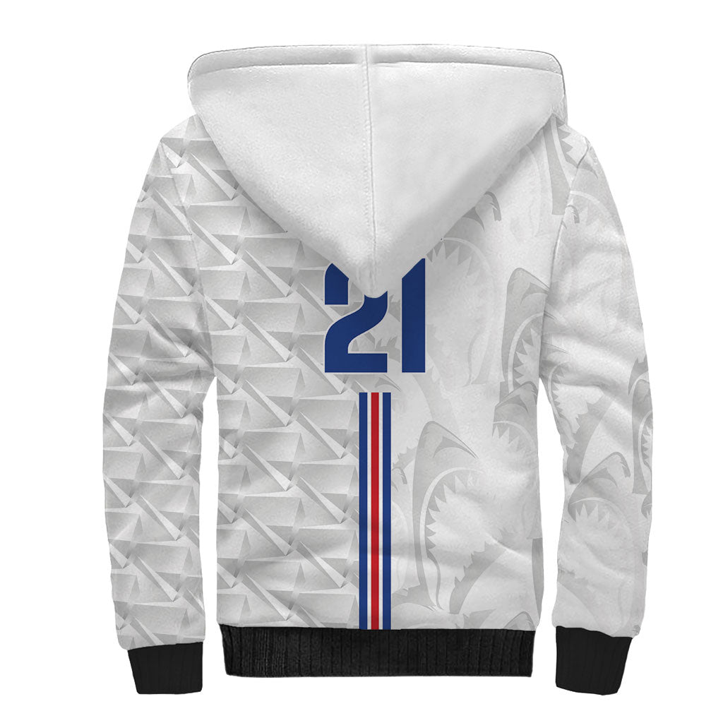 Cabo Verde Kopa di Mundu Custom Sherpa Hoodie Atlantic Waves White Edition