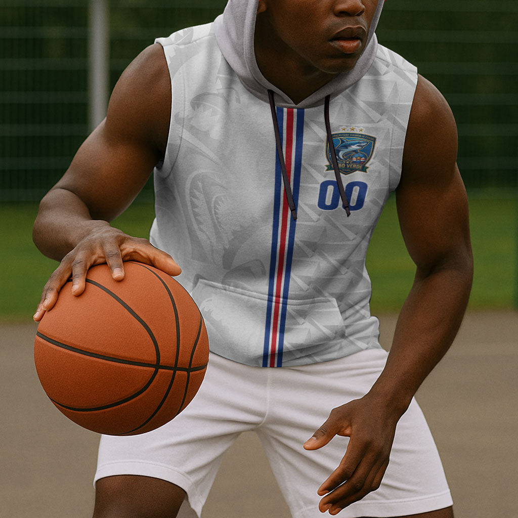Cabo Verde Kopa di Mundu Custom Sleeveless Hoodie Atlantic Waves White Edition