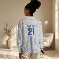Cabo Verde Kopa di Mundu Custom Women Casual Shirt Atlantic Waves White Edition