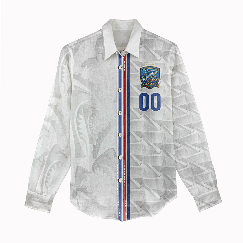 Cabo Verde Kopa di Mundu Custom Women Casual Shirt Atlantic Waves White Edition