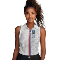 Cabo Verde Kopa di Mundu Custom Women Sleeveless Polo Shirt Atlantic Waves White Edition