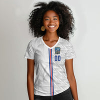 Cabo Verde Kopa di Mundu Custom Women V-Neck T-Shirt Atlantic Waves White Edition