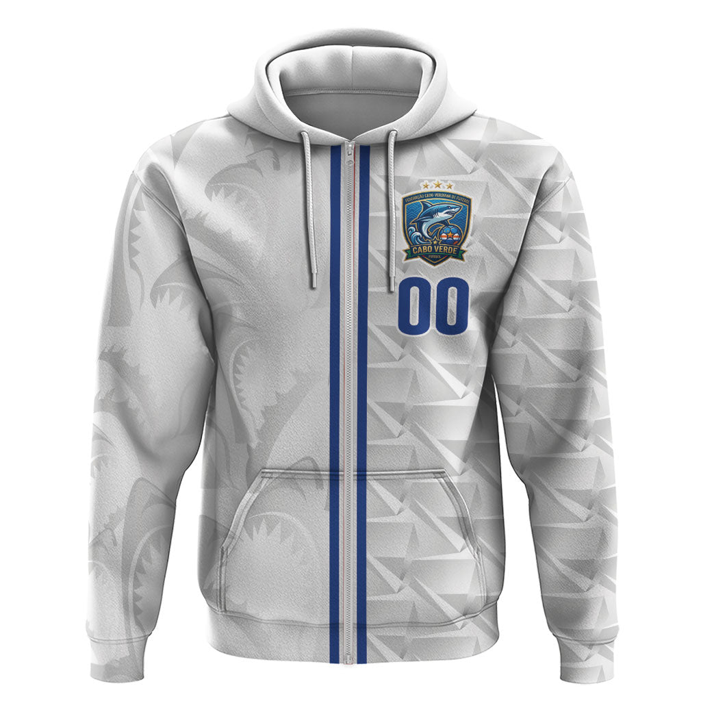 Cabo Verde Kopa di Mundu Custom Zip Hoodie Atlantic Waves White Edition
