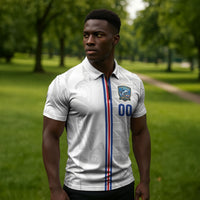 Cabo Verde Kopa di Mundu Custom Zipper Polo Shirt Atlantic Waves White Edition