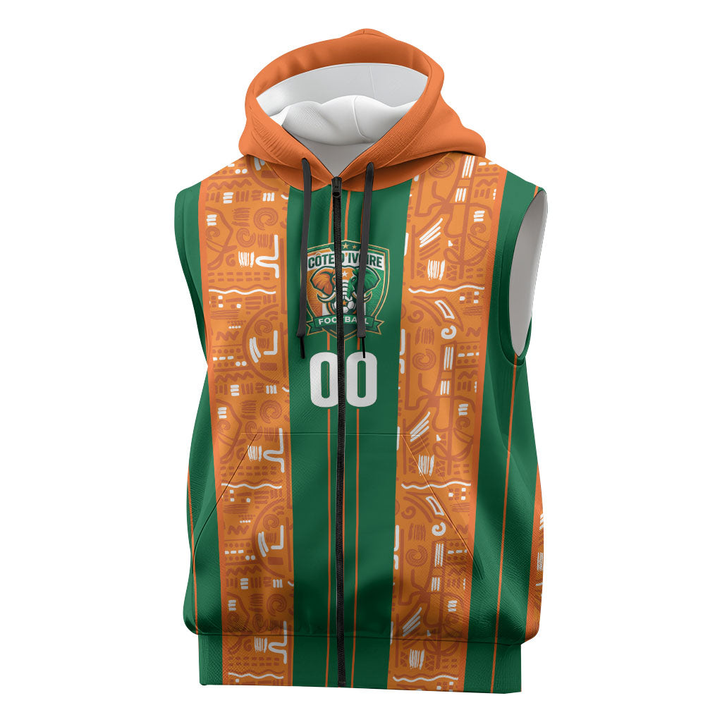 Cote d'Ivoire N'glo Wa Klo Custom Sleeveless Zip Hoodie Baoule Textile Edition