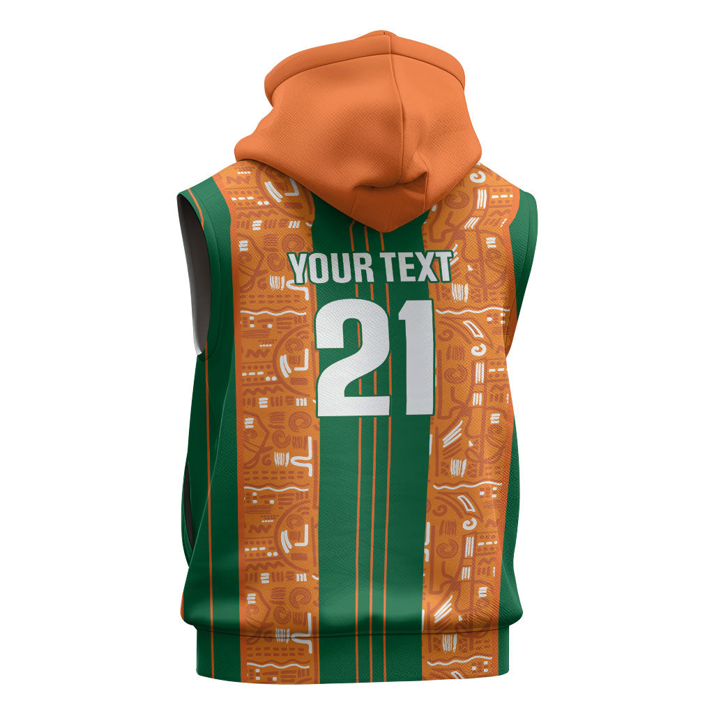 Cote d'Ivoire N'glo Wa Klo Custom Sleeveless Zip Hoodie Baoule Textile Edition
