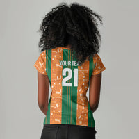 Cote d'Ivoire N'glo Wa Klo Custom Women V-Neck T-Shirt Baoule Textile Edition