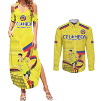 Colombia Champion Football Custom Couples Matching Summer Maxi Dress and Long Sleeve Button Shirt Proud To Be Los Cafeteros LT9 - Wonder Print Shop