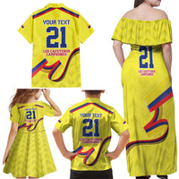 Colombia Champion Football Custom Family Matching Off Shoulder Maxi Dress and Hawaiian Shirt Proud To Be Los Cafeteros LT9 - Wonder Print Shop