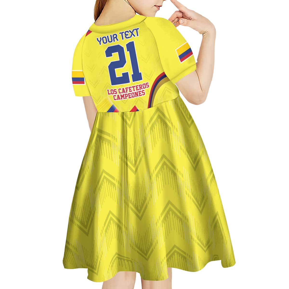 Colombia Champion Football Custom Kid Short Sleeve Dress Proud To Be Los Cafeteros - Wonder Print Shop