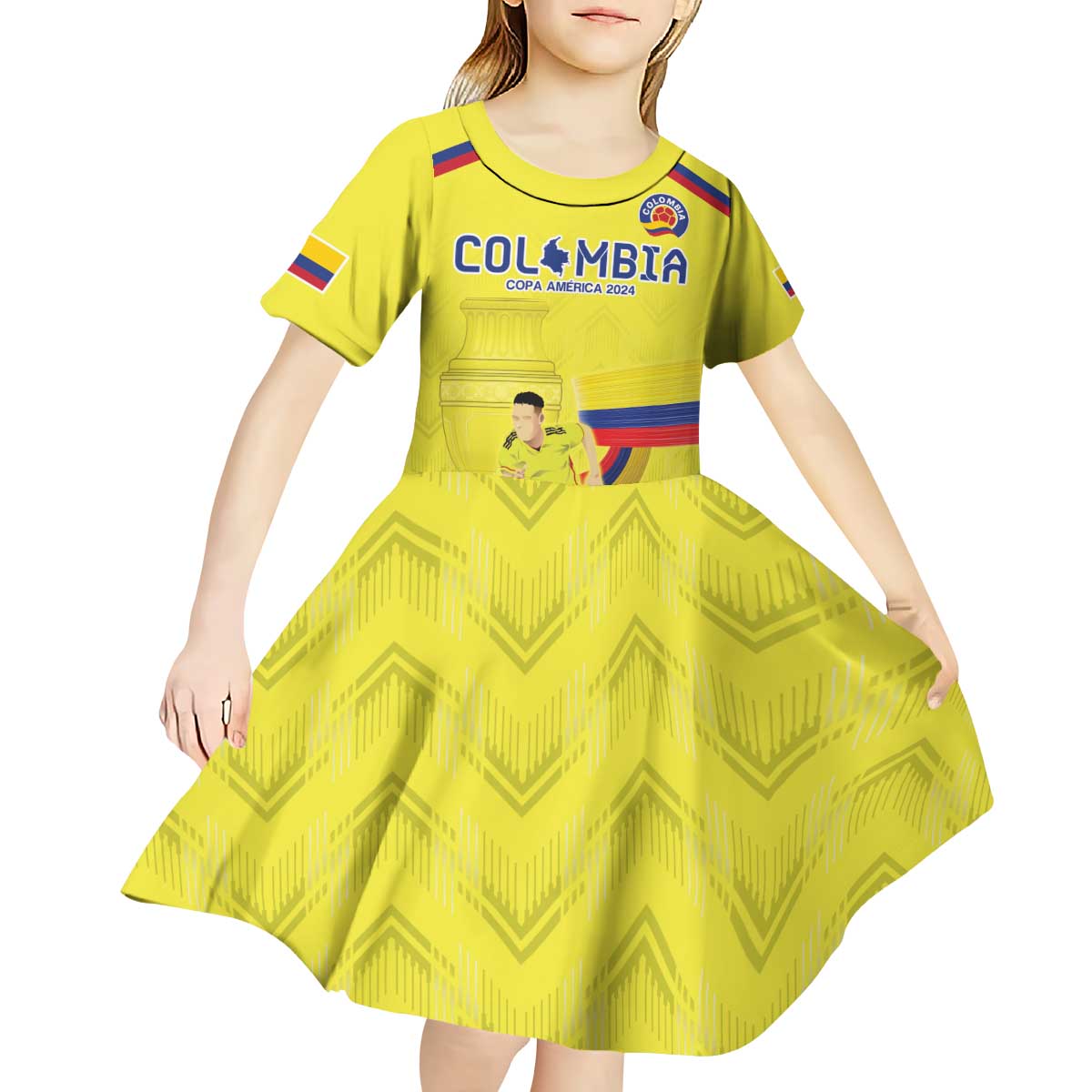 Colombia Champion Football Custom Kid Short Sleeve Dress Proud To Be Los Cafeteros - Wonder Print Shop