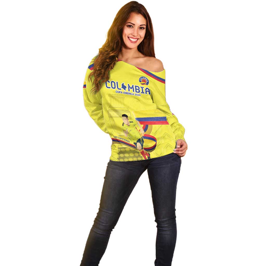 Colombia Champion Football Custom Off Shoulder Sweater Proud To Be Los Cafeteros - Wonder Print Shop