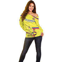 Colombia Champion Football Custom Off Shoulder Sweater Proud To Be Los Cafeteros - Wonder Print Shop