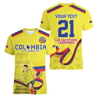 Colombia Champion Football Custom Women V-Neck T-Shirt Proud To Be Los Cafeteros - Wonder Print Shop