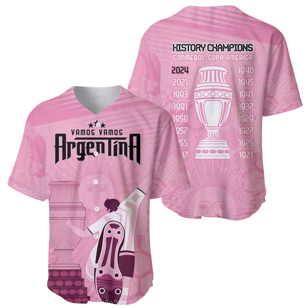 Argentina Football Baseball Jersey Campeones De la Historia - Pink Style LT9 - Wonder Print Shop