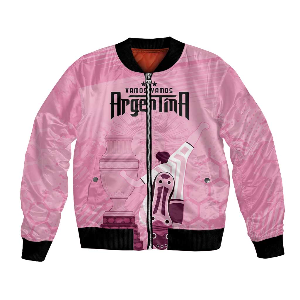 Argentina Football Bomber Jacket Campeones De la Historia - Pink Style LT9 - Wonder Print Shop