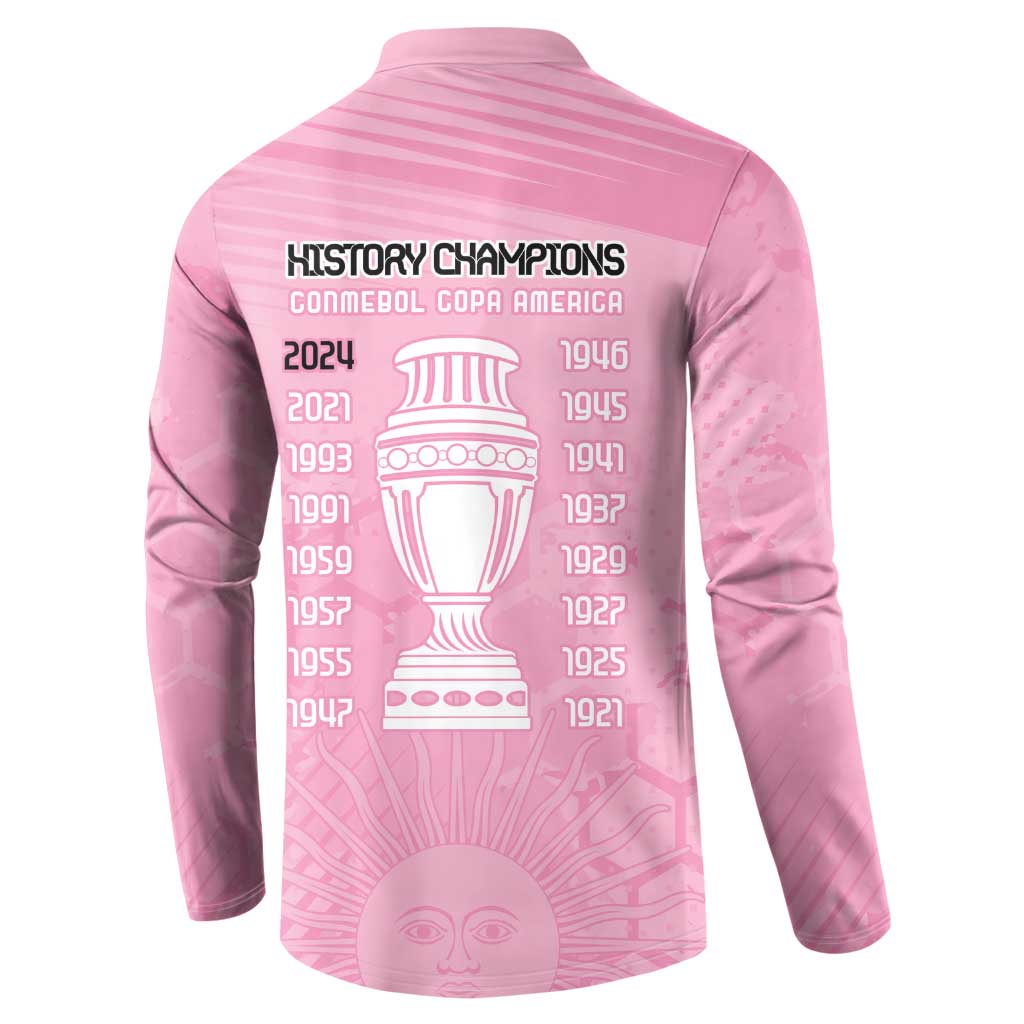 Argentina Football Button Sweatshirt Campeones De la Historia - Pink Style LT9 - Wonder Print Shop