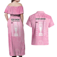 Argentina Football Couples Matching Off Shoulder Maxi Dress and Hawaiian Shirt Campeones De la Historia - Pink Style LT9 - Wonder Print Shop