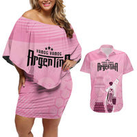 Argentina Football Couples Matching Off Shoulder Short Dress and Hawaiian Shirt Campeones De la Historia - Pink Style LT9 - Wonder Print Shop