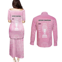 Argentina Football Couples Matching Puletasi and Long Sleeve Button Shirt Campeones De la Historia - Pink Style LT9 - Wonder Print Shop