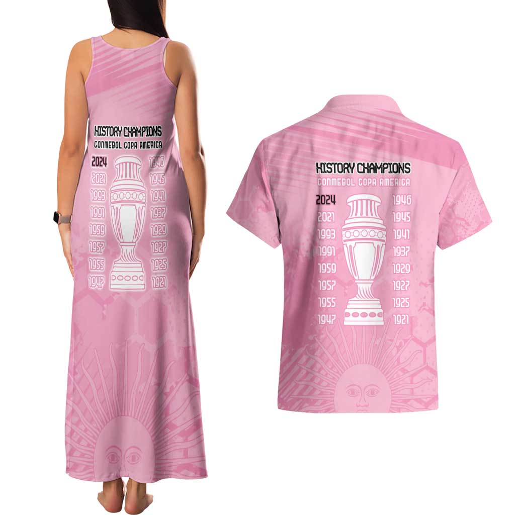 Argentina Football Couples Matching Tank Maxi Dress and Hawaiian Shirt Campeones De la Historia - Pink Style LT9 - Wonder Print Shop