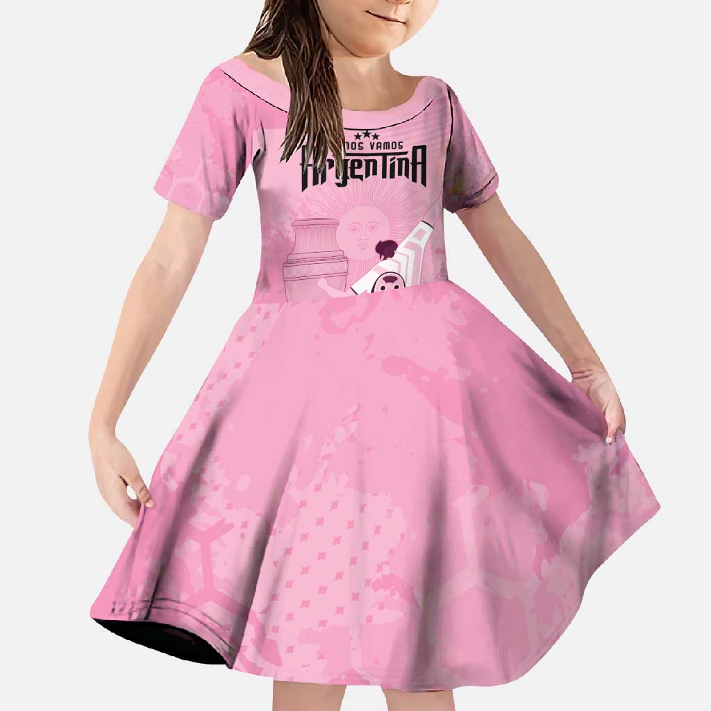 Argentina Football Family Matching Long Sleeve Bodycon Dress and Hawaiian Shirt Campeones De la Historia - Pink Style LT9 - Wonder Print Shop