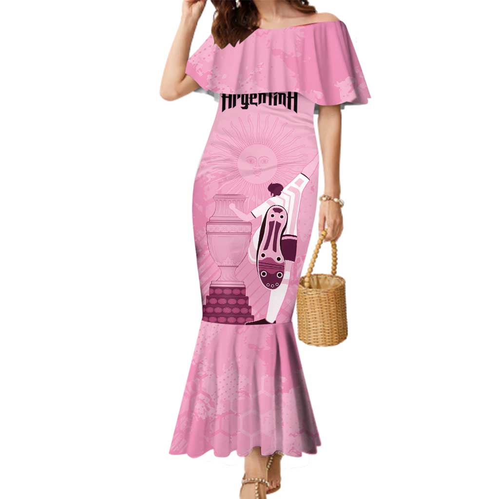 Argentina Football Family Matching Mermaid Dress and Hawaiian Shirt Campeones De la Historia - Pink Style LT9 - Wonder Print Shop