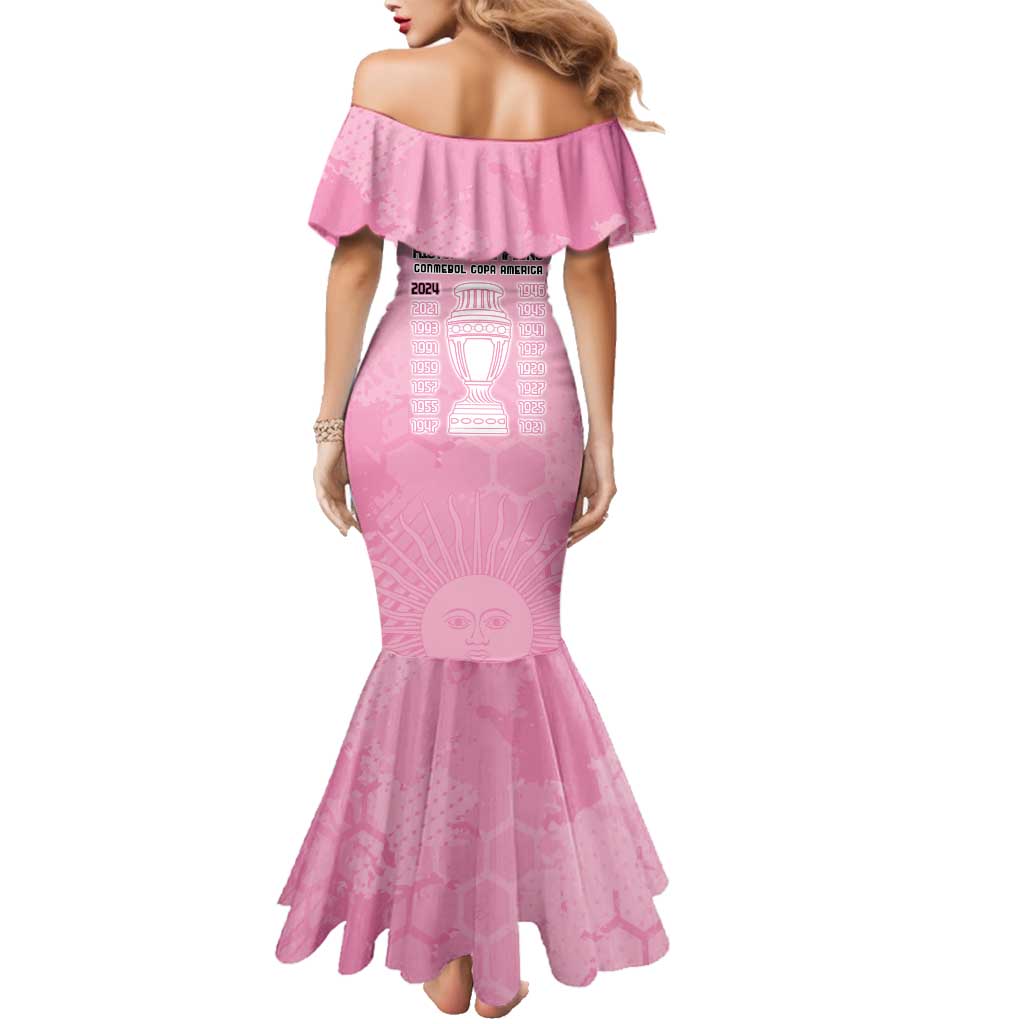 Argentina Football Family Matching Mermaid Dress and Hawaiian Shirt Campeones De la Historia - Pink Style LT9 - Wonder Print Shop