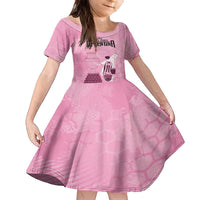 Argentina Football Family Matching Off The Shoulder Long Sleeve Dress and Hawaiian Shirt Campeones De la Historia - Pink Style - Wonder Print Shop