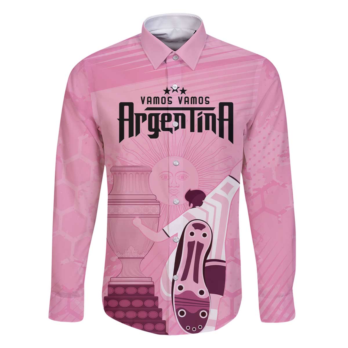 Argentina Football Family Matching Off Shoulder Short Dress and Hawaiian Shirt Campeones De la Historia - Pink Style LT9 - Wonder Print Shop
