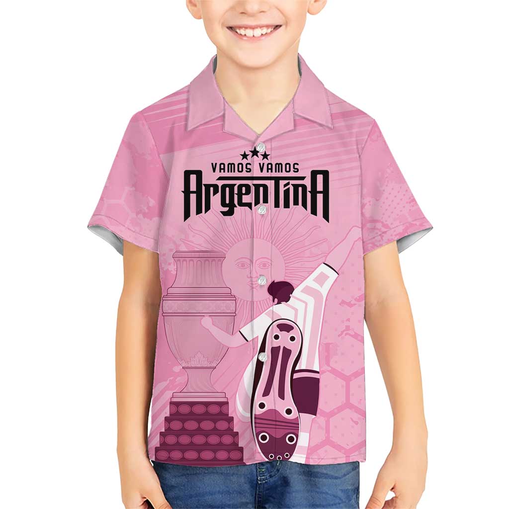 Argentina Football Family Matching Short Sleeve Bodycon Dress and Hawaiian Shirt Campeones De la Historia - Pink Style - Wonder Print Shop