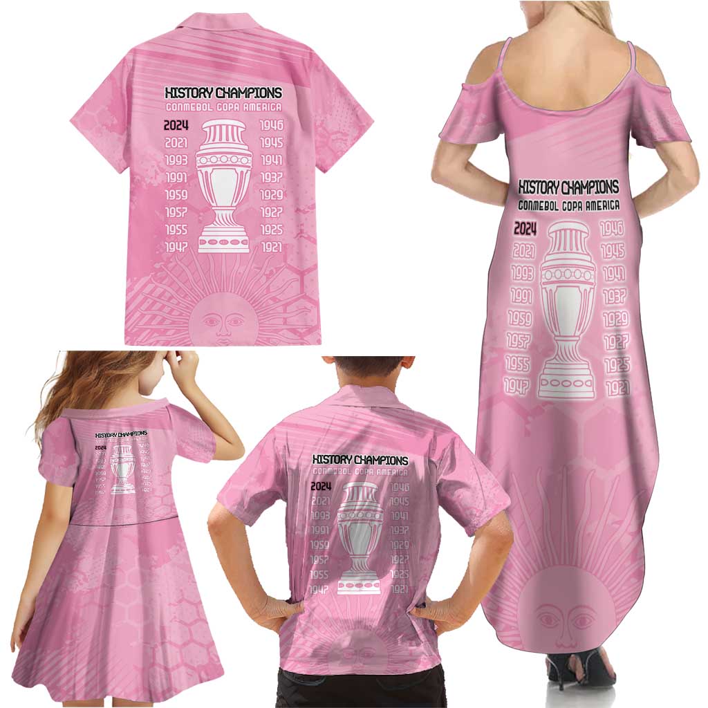 Argentina Football Family Matching Summer Maxi Dress and Hawaiian Shirt Campeones De la Historia - Pink Style - Wonder Print Shop