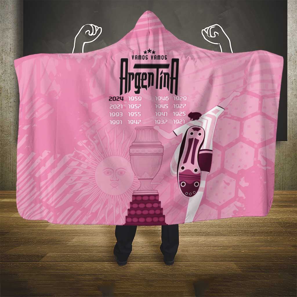 Argentina Football Custom Hooded Blanket Campeones De la Historia - Pink Style
