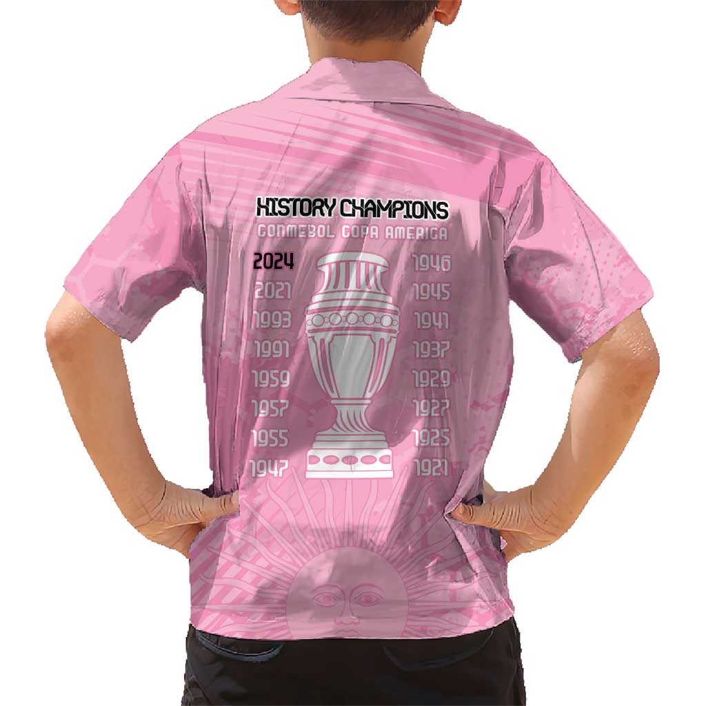 Argentina Football Kid Hawaiian Shirt Campeones De la Historia - Pink Style - Wonder Print Shop