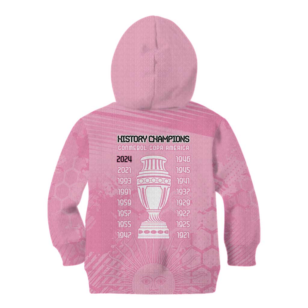 Argentina Football Kid Hoodie Campeones De la Historia - Pink Style - Wonder Print Shop