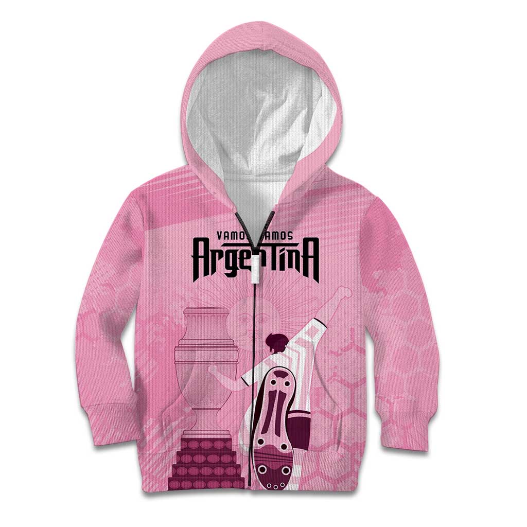 Argentina Football Kid Hoodie Campeones De la Historia - Pink Style - Wonder Print Shop