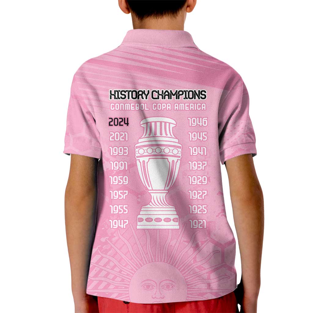 Argentina Football Kid Polo Shirt Campeones De la Historia - Pink Style - Wonder Print Shop