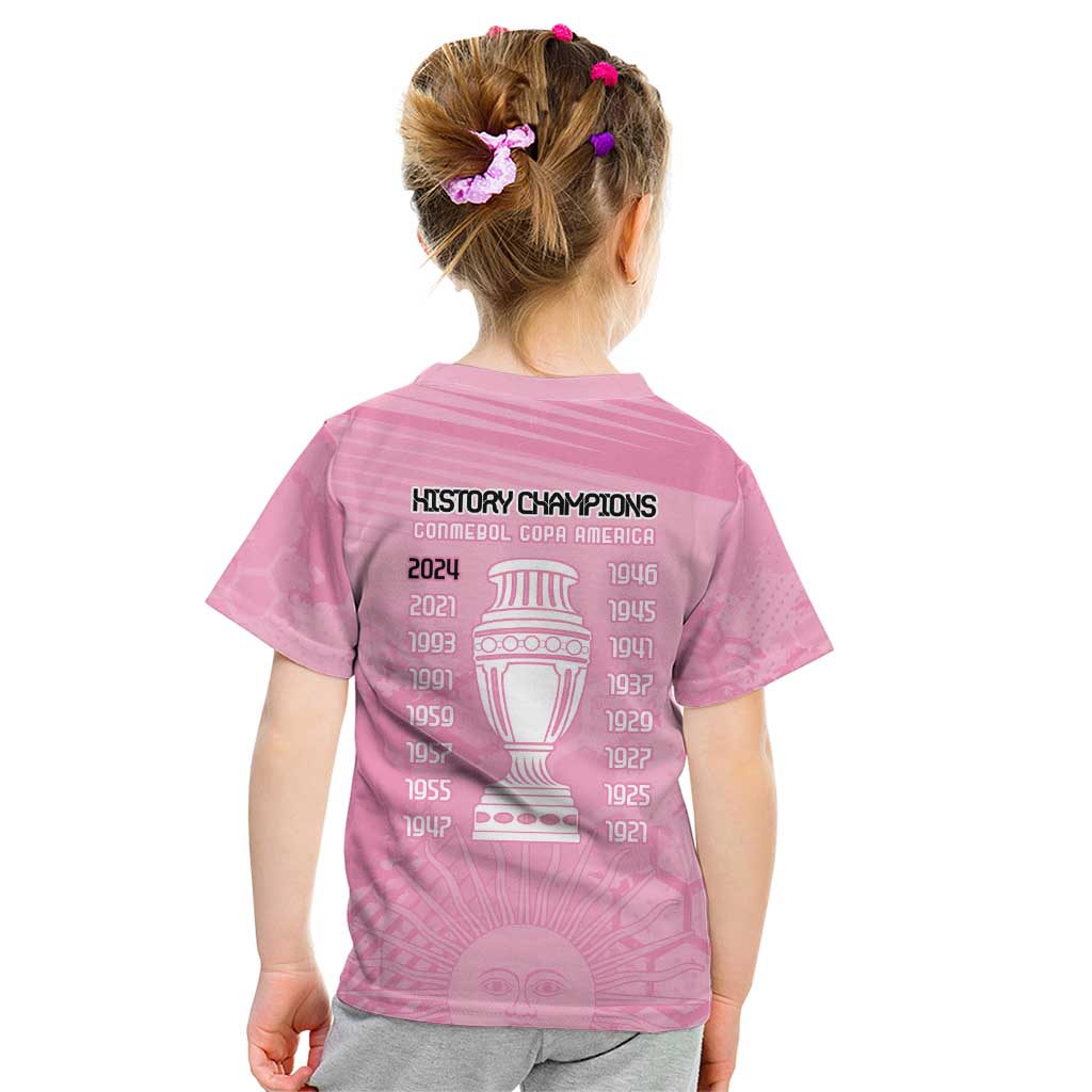 Argentina Football Kid T Shirt Campeones De la Historia - Pink Style - Wonder Print Shop