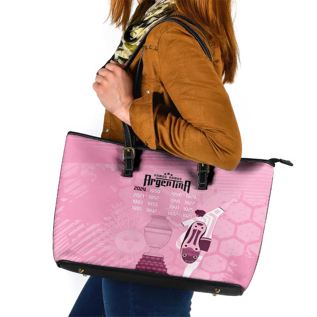 Argentina Football Leather Tote Bag Campeones De la Historia - Pink Style - Wonder Print Shop