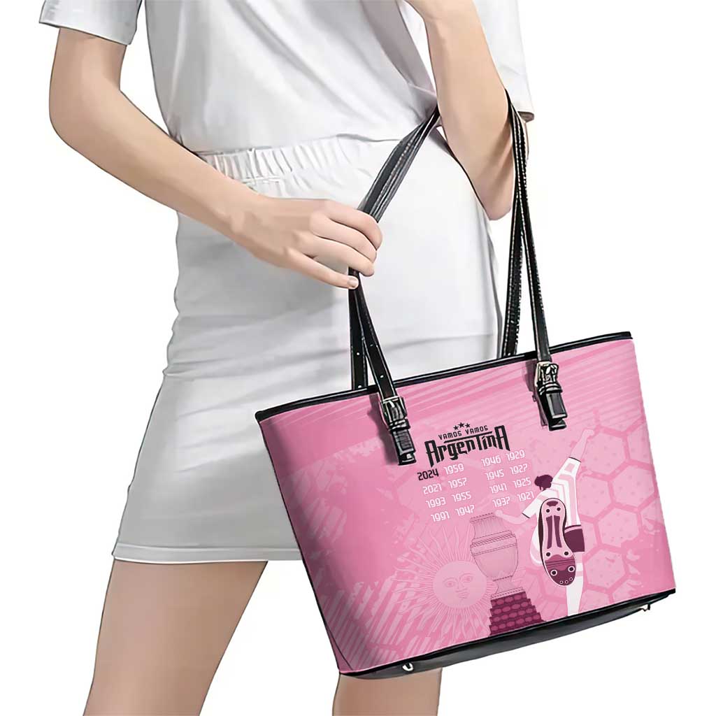 Argentina Football Leather Tote Bag Campeones De la Historia - Pink Style - Wonder Print Shop